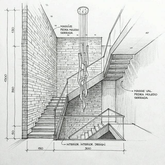 Pedra Moledo na Parede da Escada